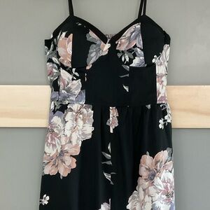 Band of Gypsies Floral Jumpsuit Romper M Sweetheart Neck Wide Leg